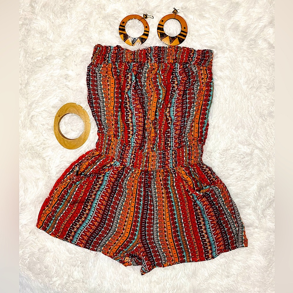 Love Chelsey /Rainbow’s Orange/Red Romper (Large)